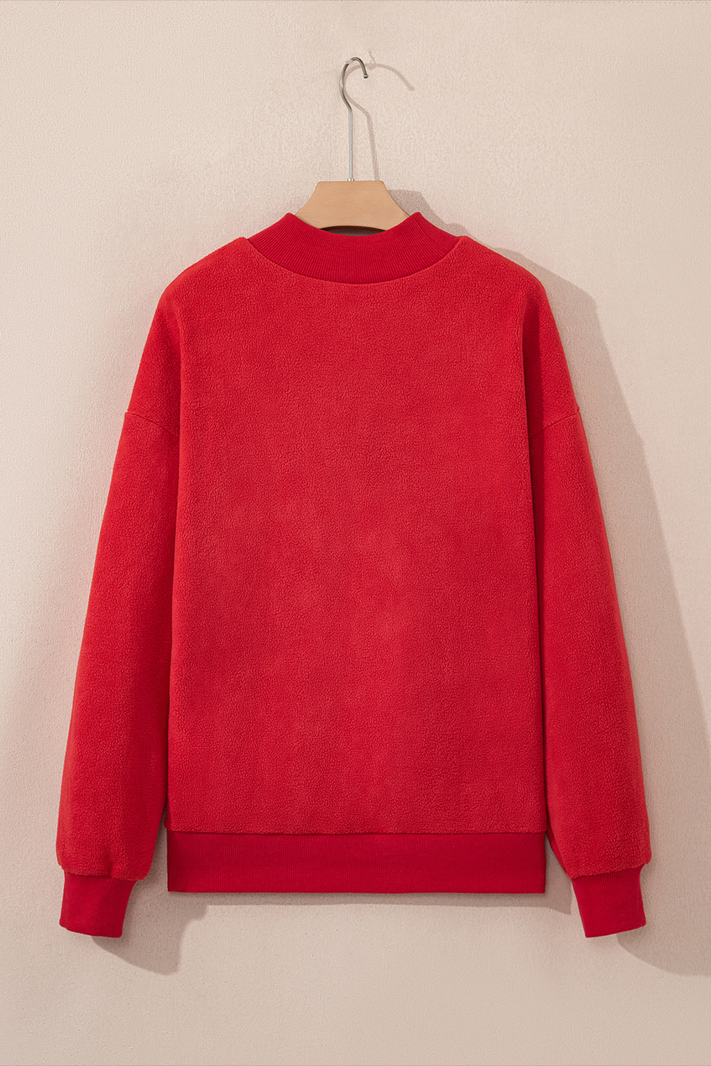 Light Grey Oversize Drop Shoulder Reversible Mock Neck Sweatshirt