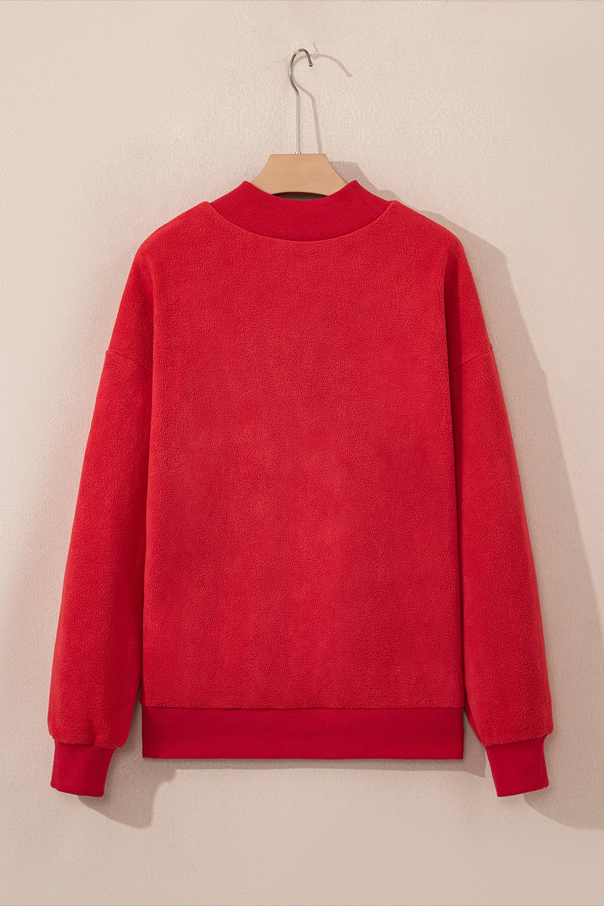 Light Grey Oversize Drop Shoulder Reversible Mock Neck Sweatshirt