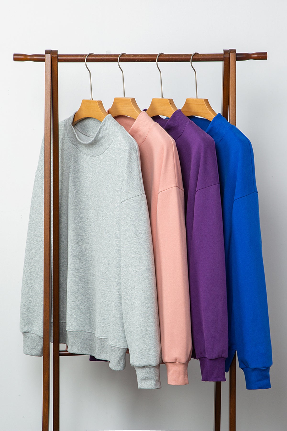 Gray Solid Color Oversized Mock Neck Sweatshirt