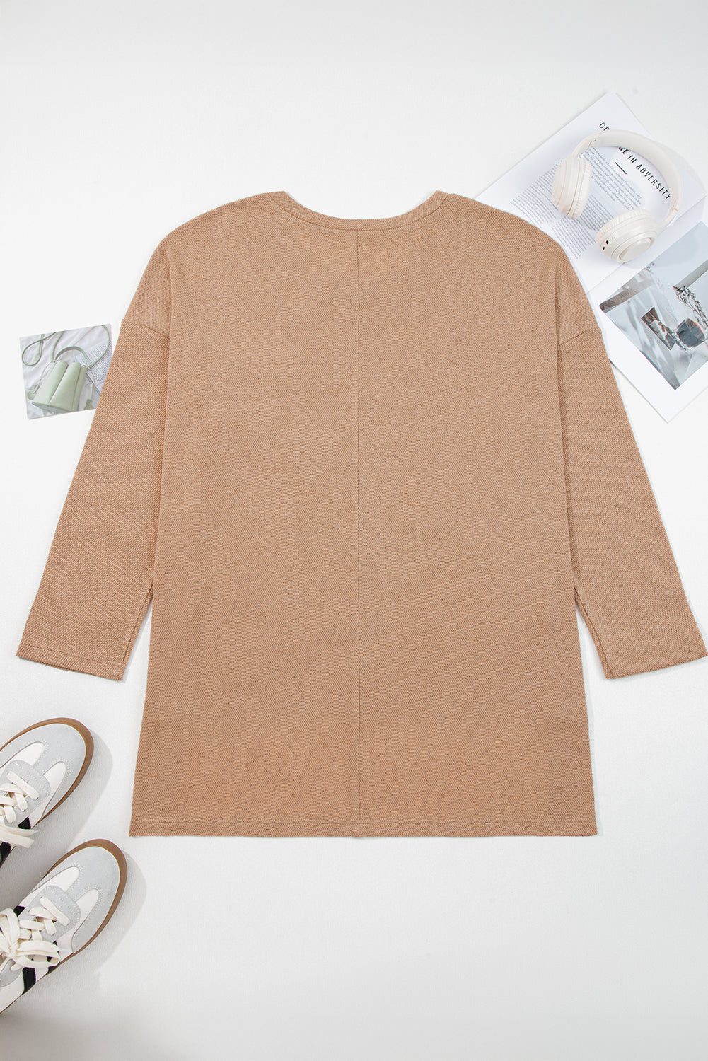 Parchment Plus Size Drop Shoulder Knit Tunic Top