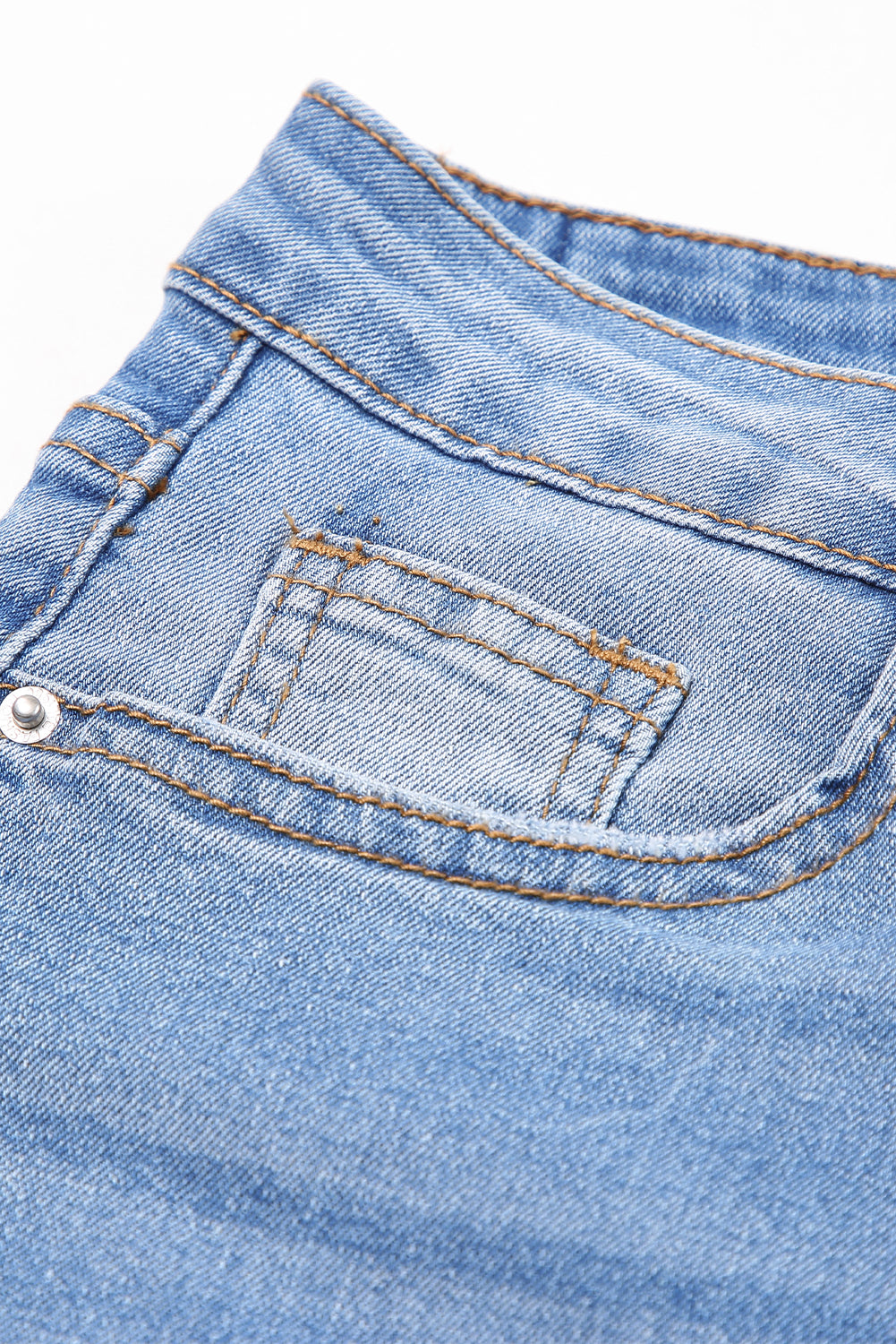 Dark Blue Whiskered Wash Raw Hem Cropped Jeans