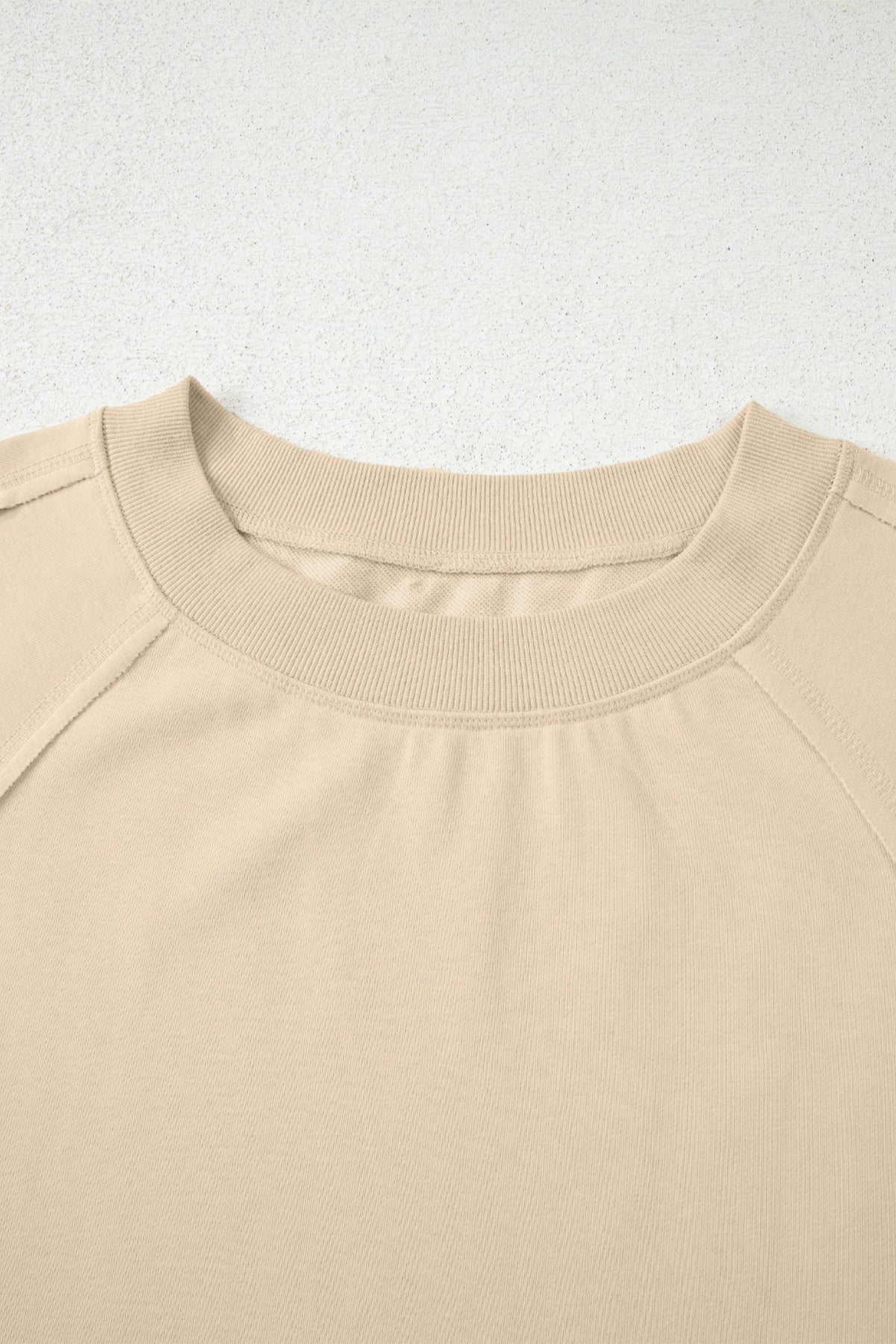 Beau Blue Solid Color Raw Seam Patchwork Baggy Sweatshirt
