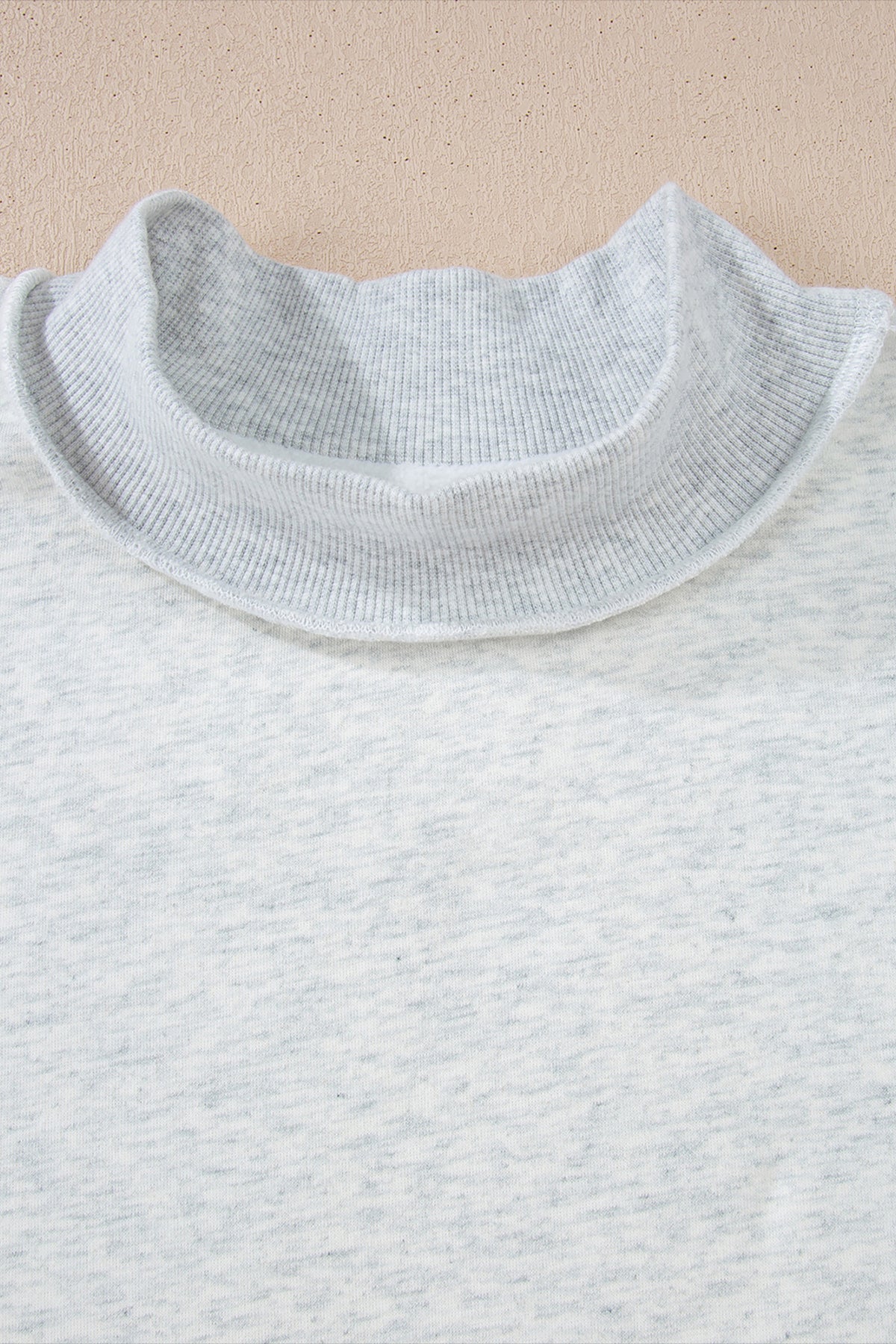 Light Grey Oversize Drop Shoulder Reversible Mock Neck Sweatshirt