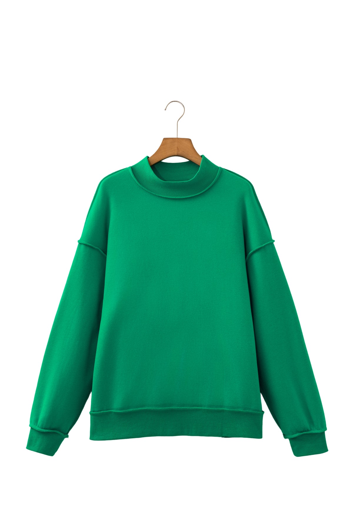 Light Grey Oversize Drop Shoulder Reversible Mock Neck Sweatshirt