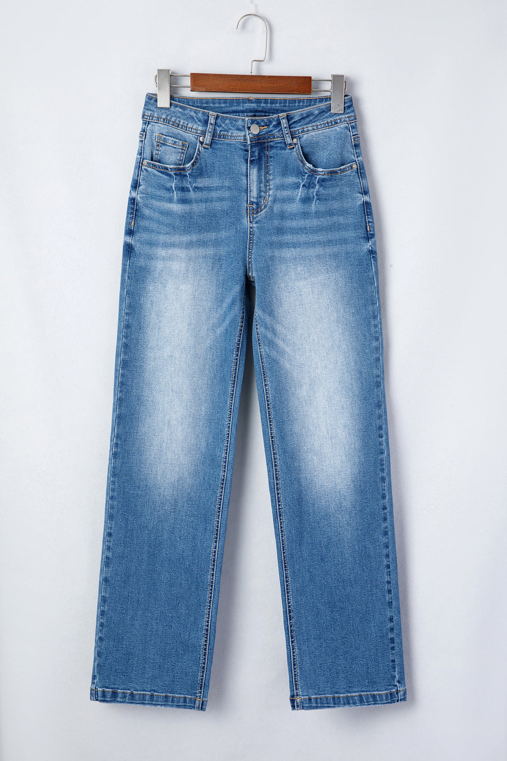 Myosotis Acid Washed Straight Leg Full Length Casual Jeans