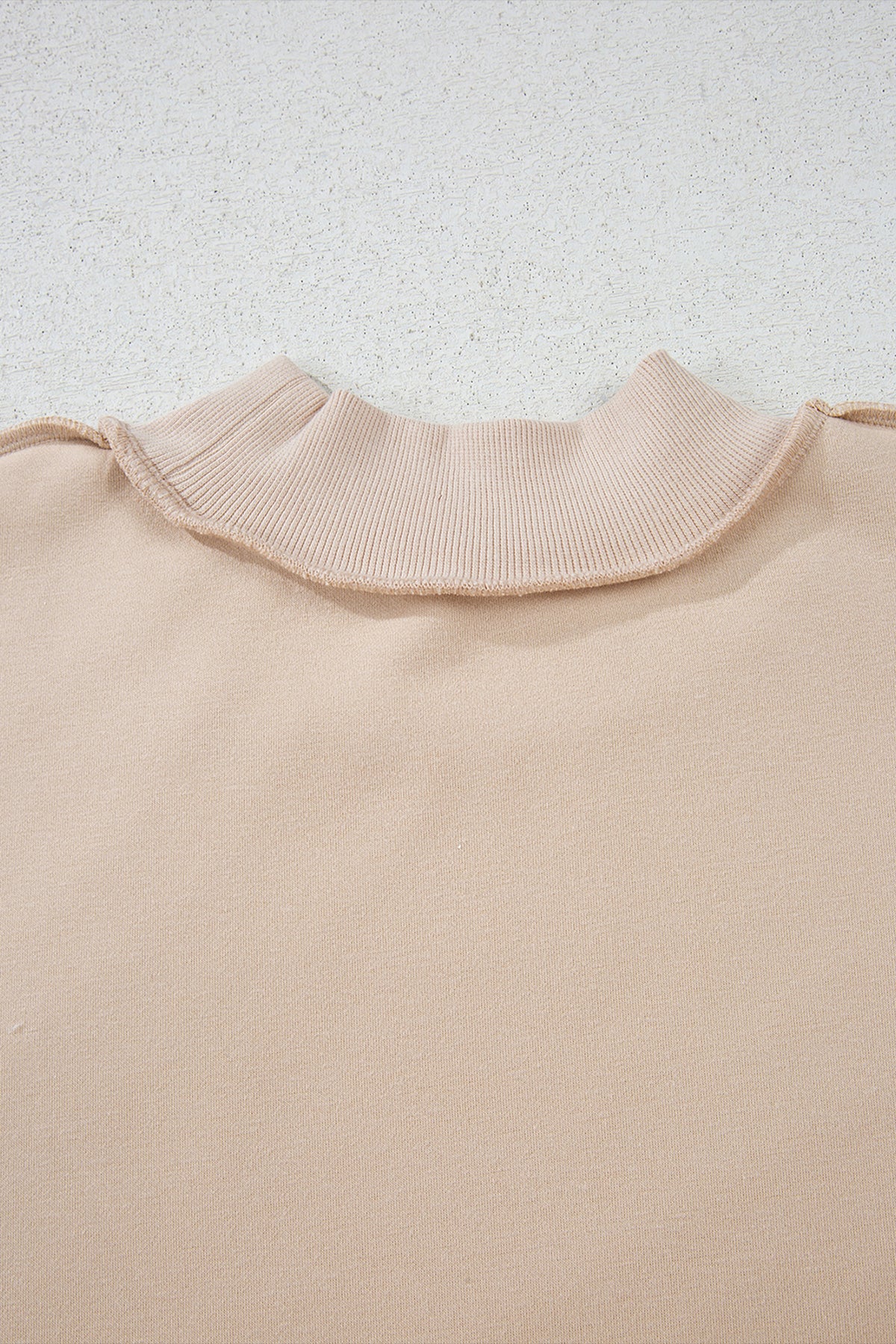 Light Grey Oversize Drop Shoulder Reversible Mock Neck Sweatshirt