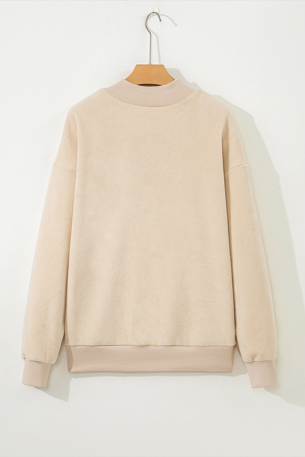 Light Grey Oversize Drop Shoulder Reversible Mock Neck Sweatshirt