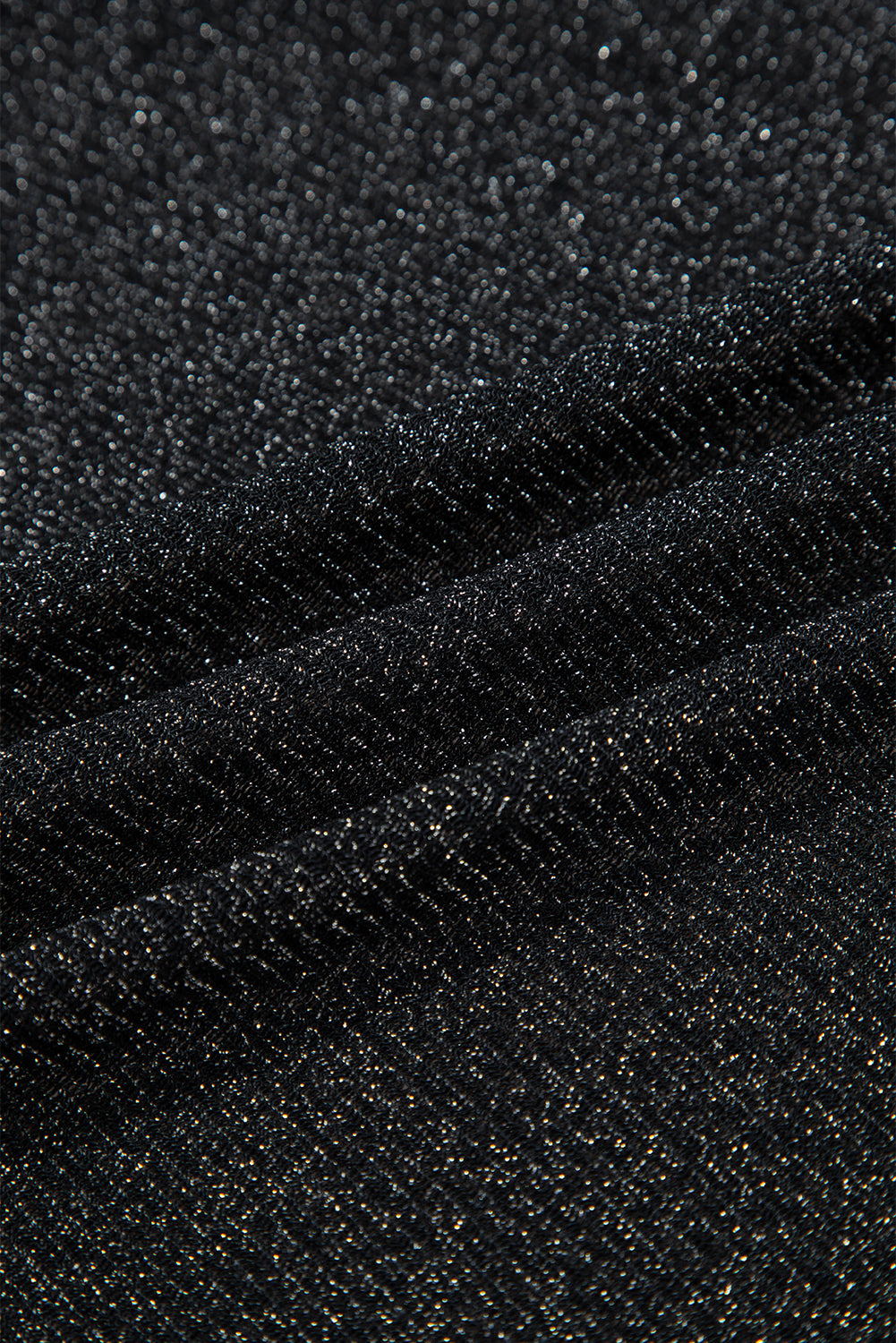 Black Metallic Glitter Mesh Long Sleeve Top