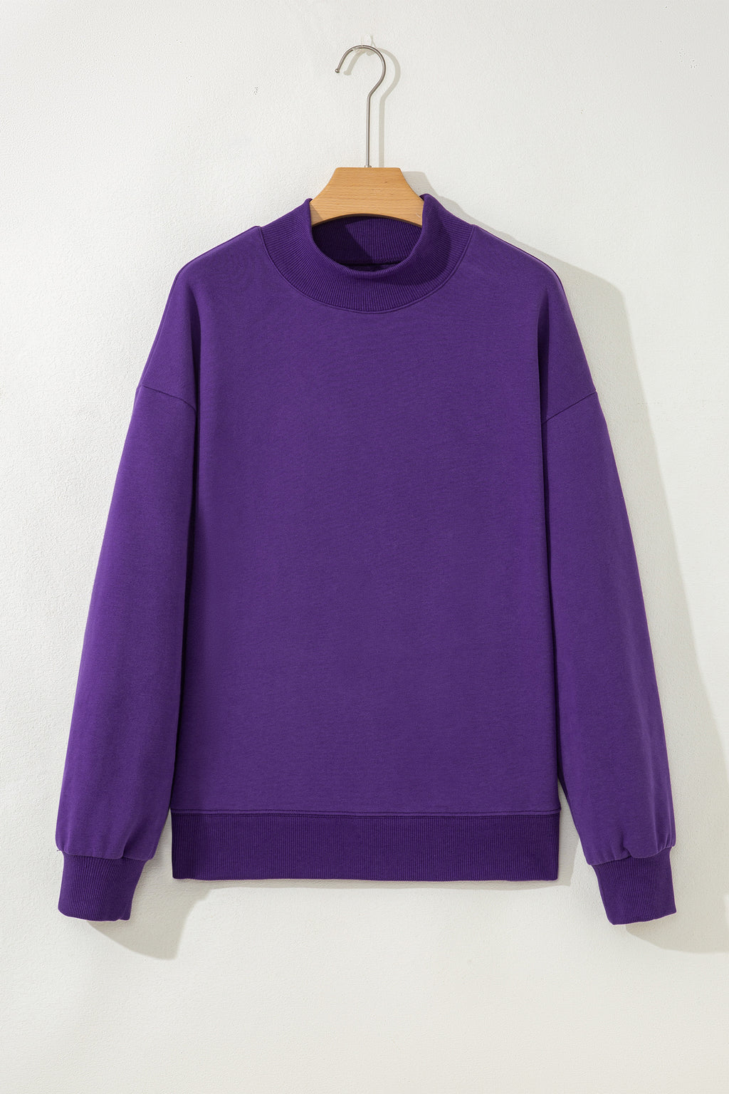 Gray Solid Color Oversized Mock Neck Sweatshirt