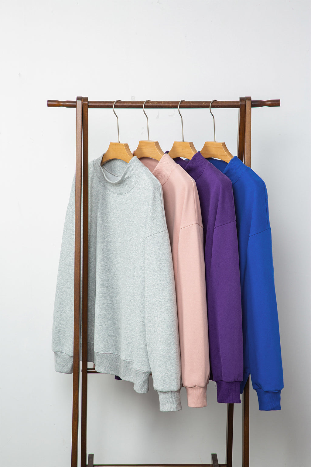 Gray Solid Color Oversized Mock Neck Sweatshirt