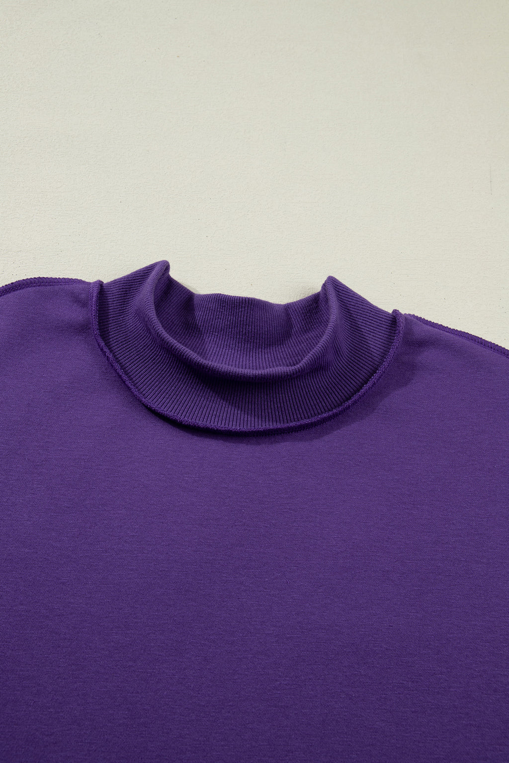 Light Grey Oversize Drop Shoulder Reversible Mock Neck Sweatshirt