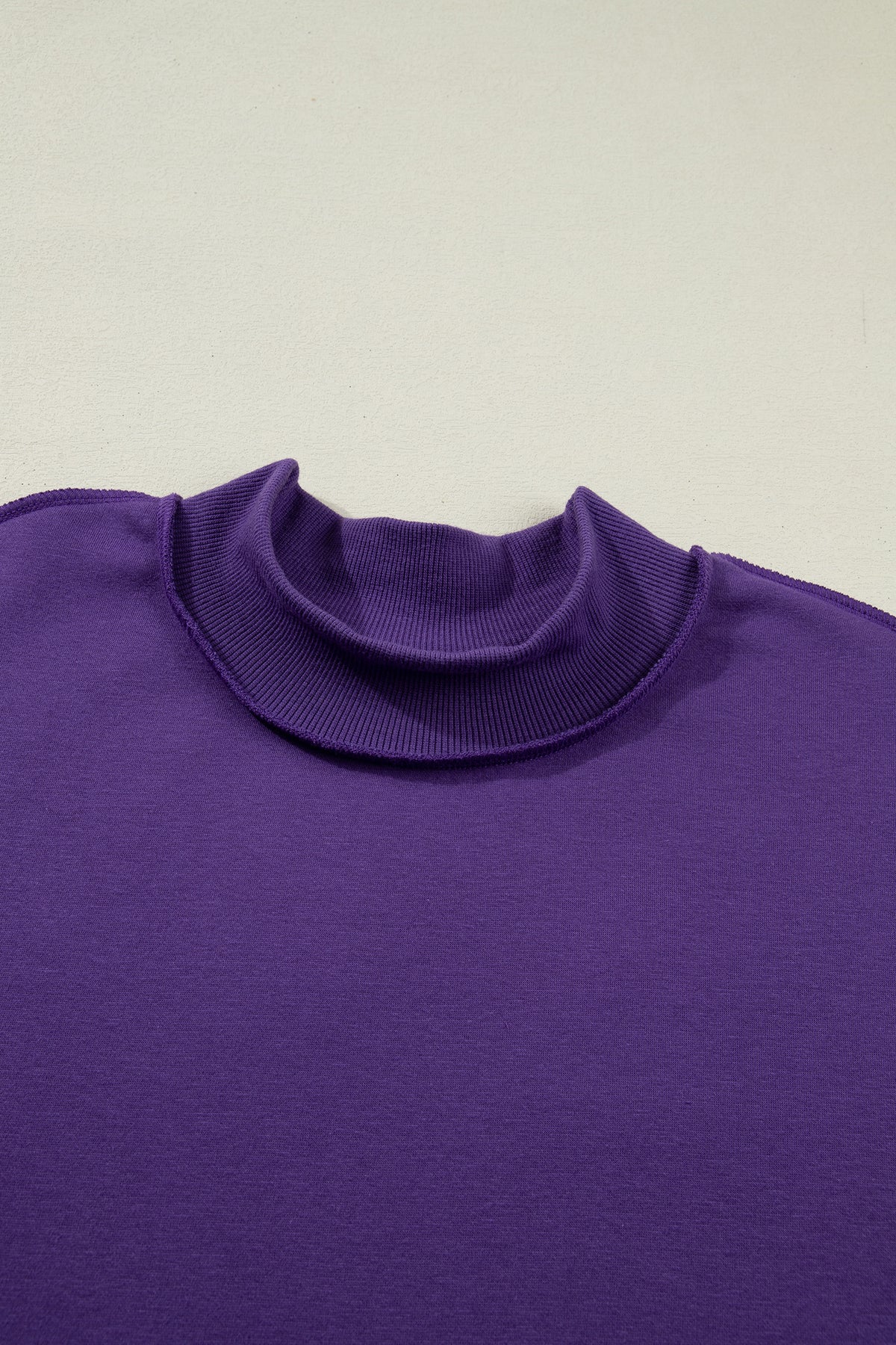 Light Grey Oversize Drop Shoulder Reversible Mock Neck Sweatshirt