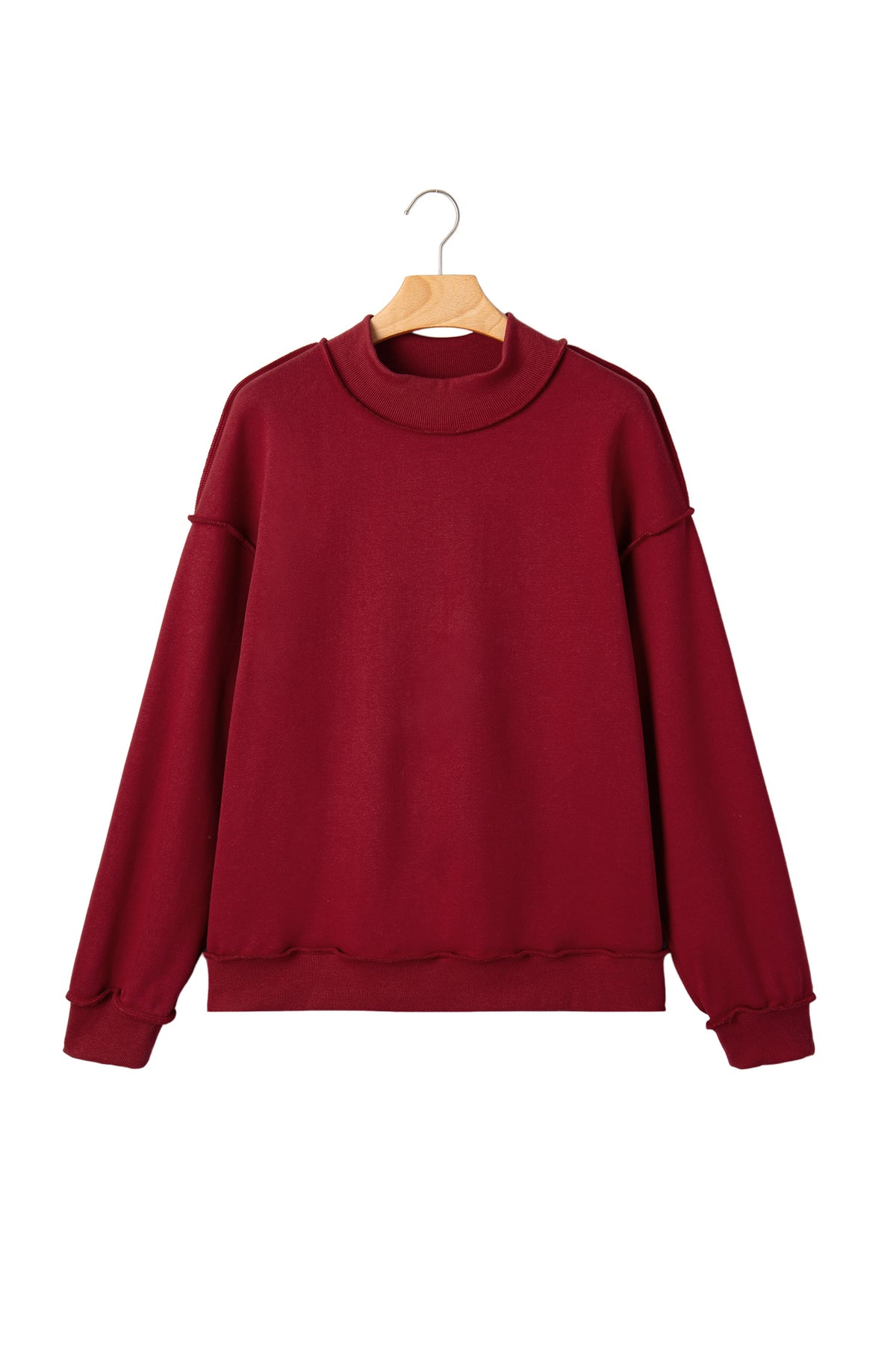 Light Grey Oversize Drop Shoulder Reversible Mock Neck Sweatshirt