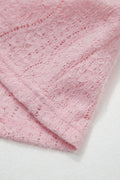 Light Pink Semi Sheer Lace Long Sleeve Cropped Top