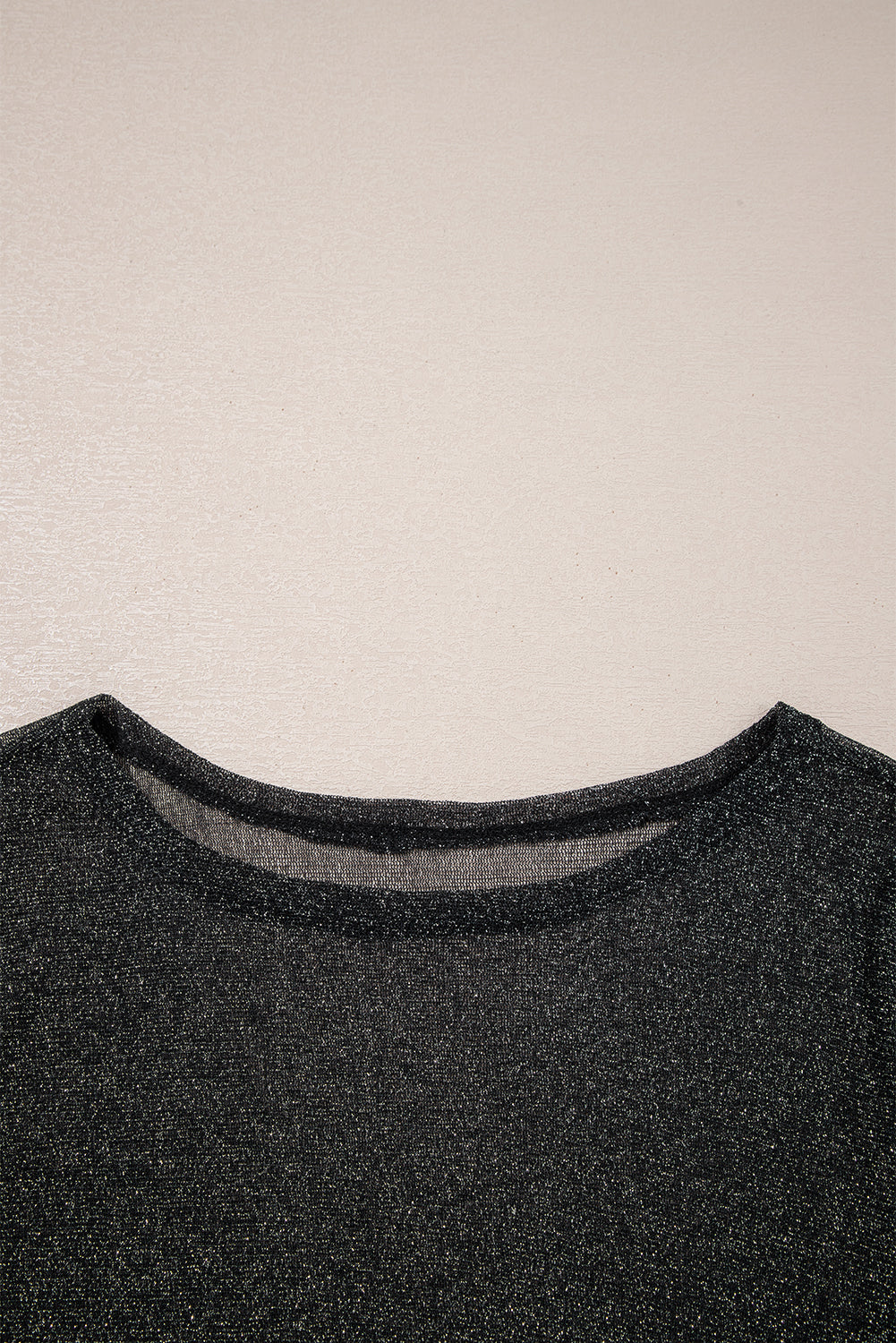 Black Metallic Glitter Mesh Long Sleeve Top