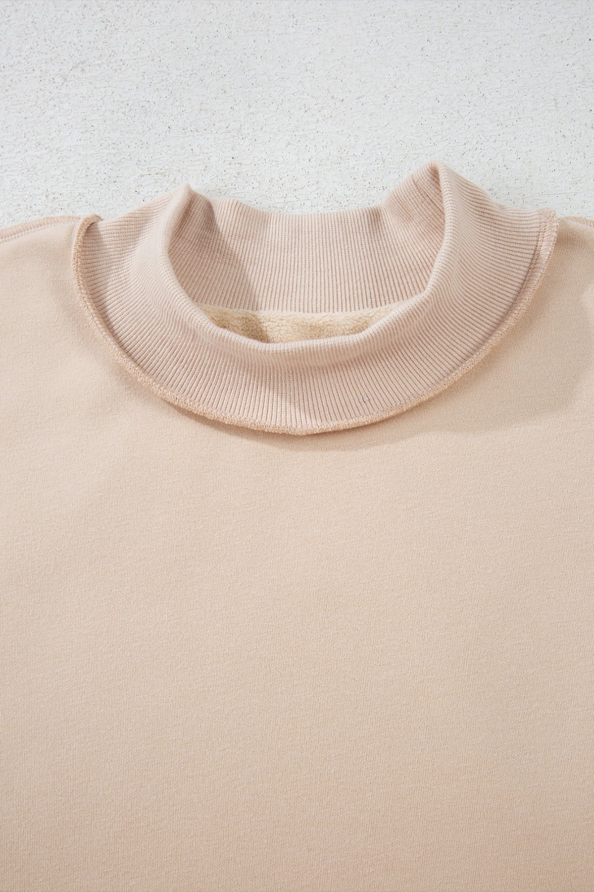 Light Grey Oversize Drop Shoulder Reversible Mock Neck Sweatshirt