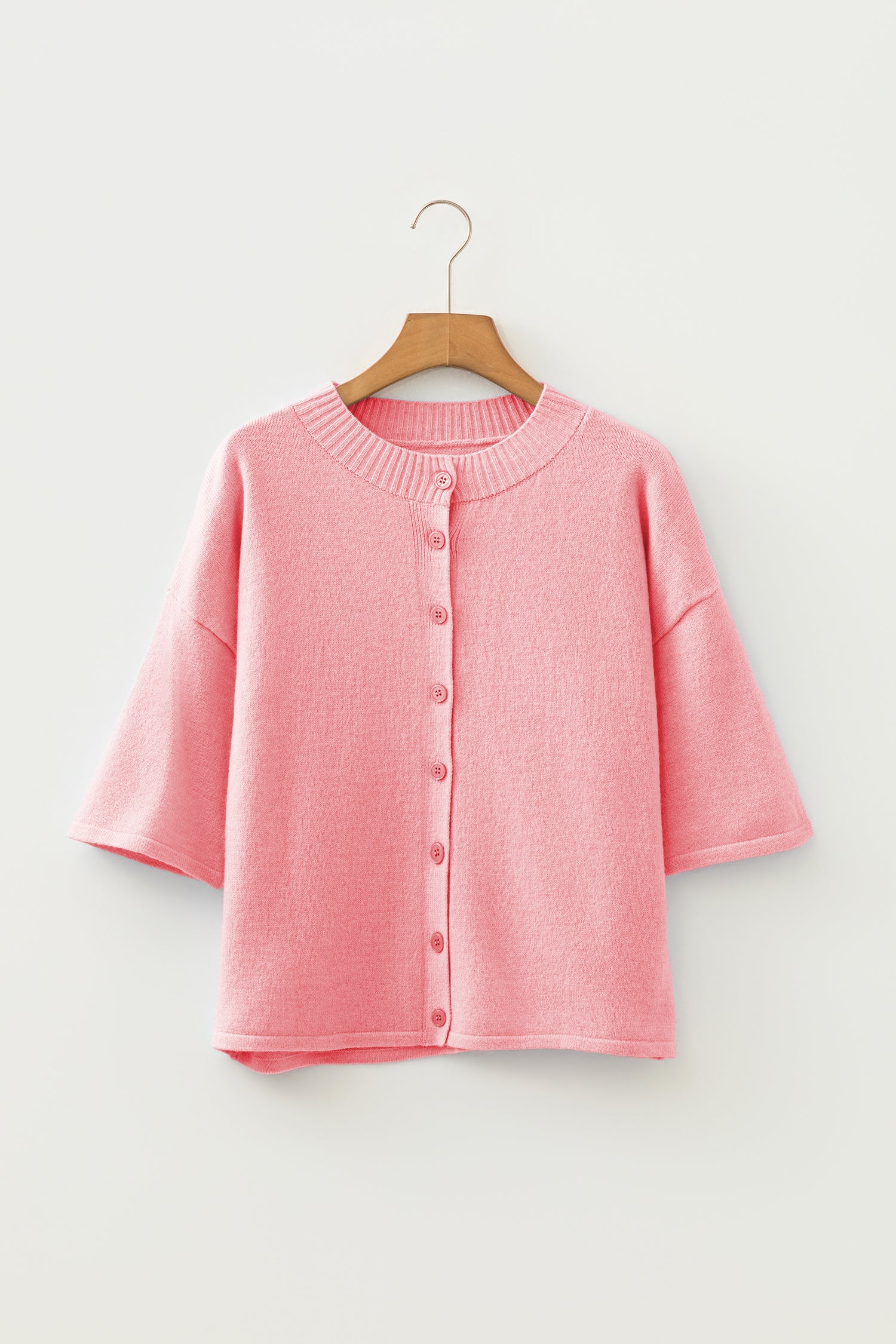 Lavendula 3/4 Sleeve Boxy Knit Button Down Sweater Cardigan