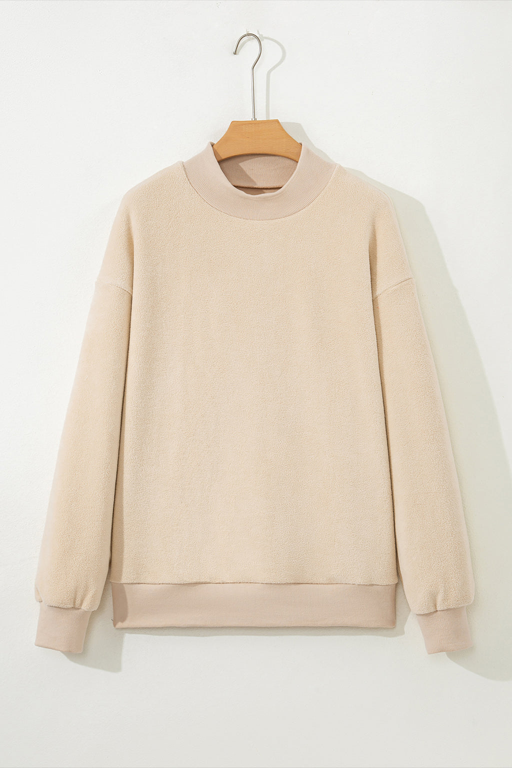 Light Grey Oversize Drop Shoulder Reversible Mock Neck Sweatshirt
