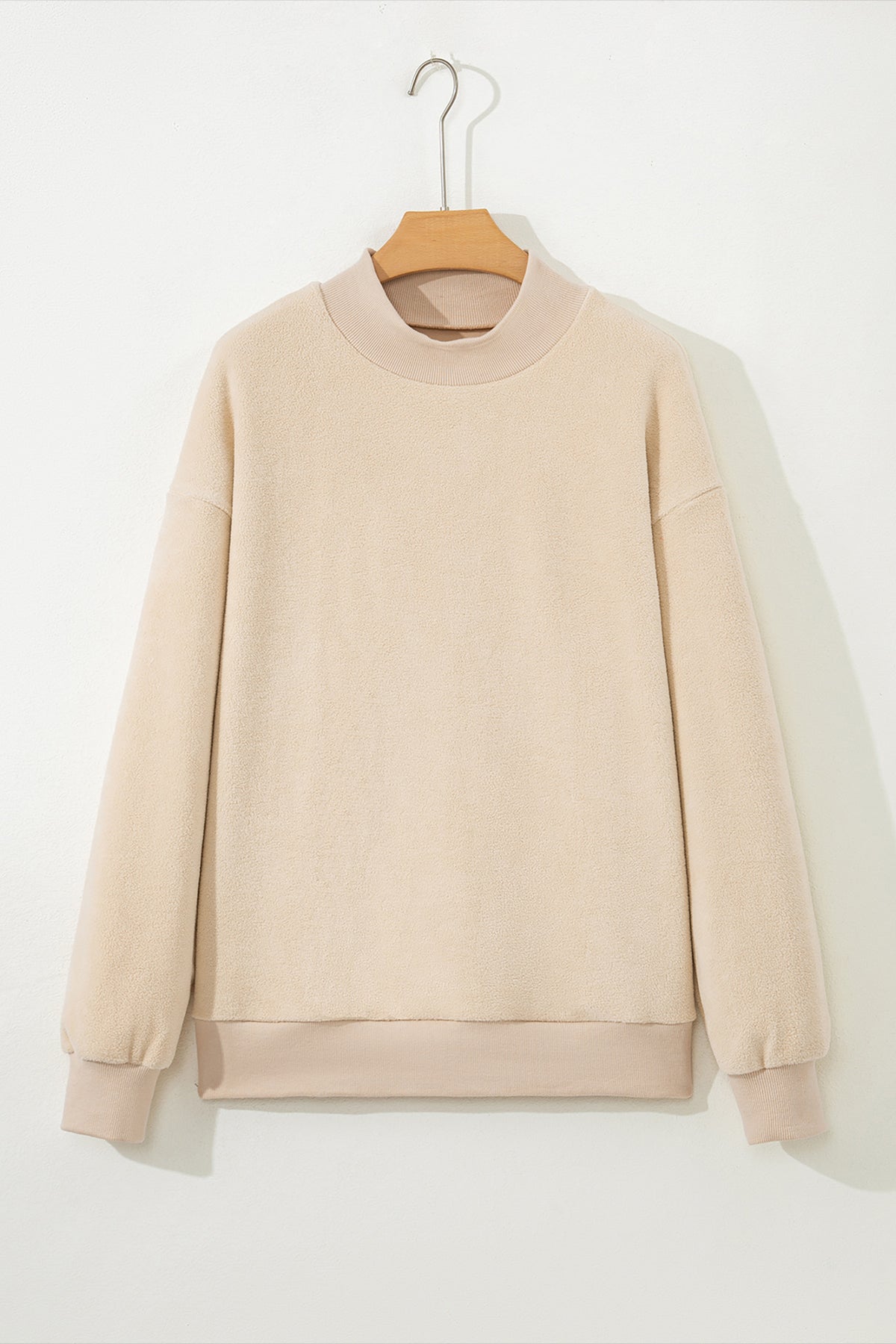 Light Grey Oversize Drop Shoulder Reversible Mock Neck Sweatshirt
