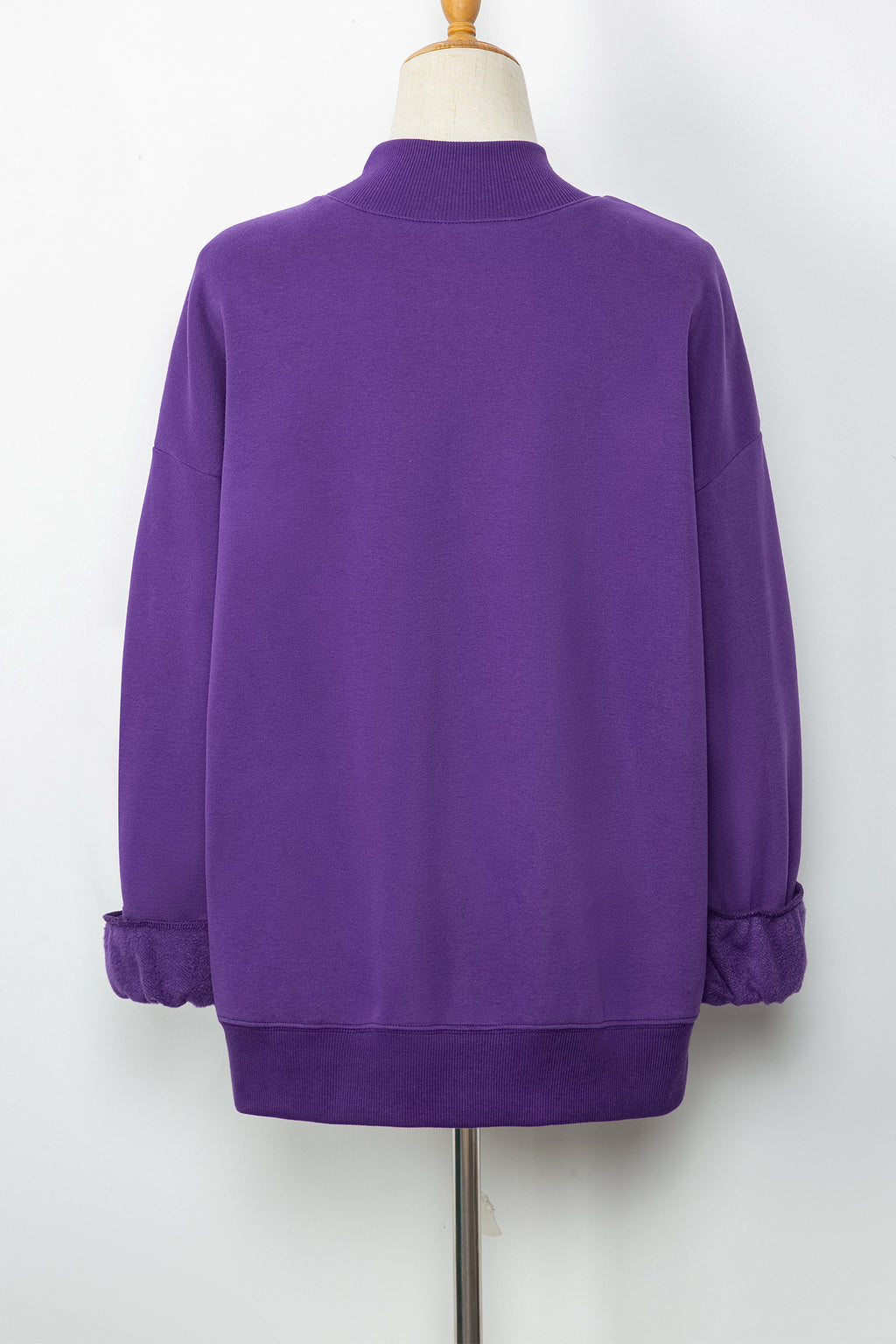 Gray Solid Color Oversized Mock Neck Sweatshirt