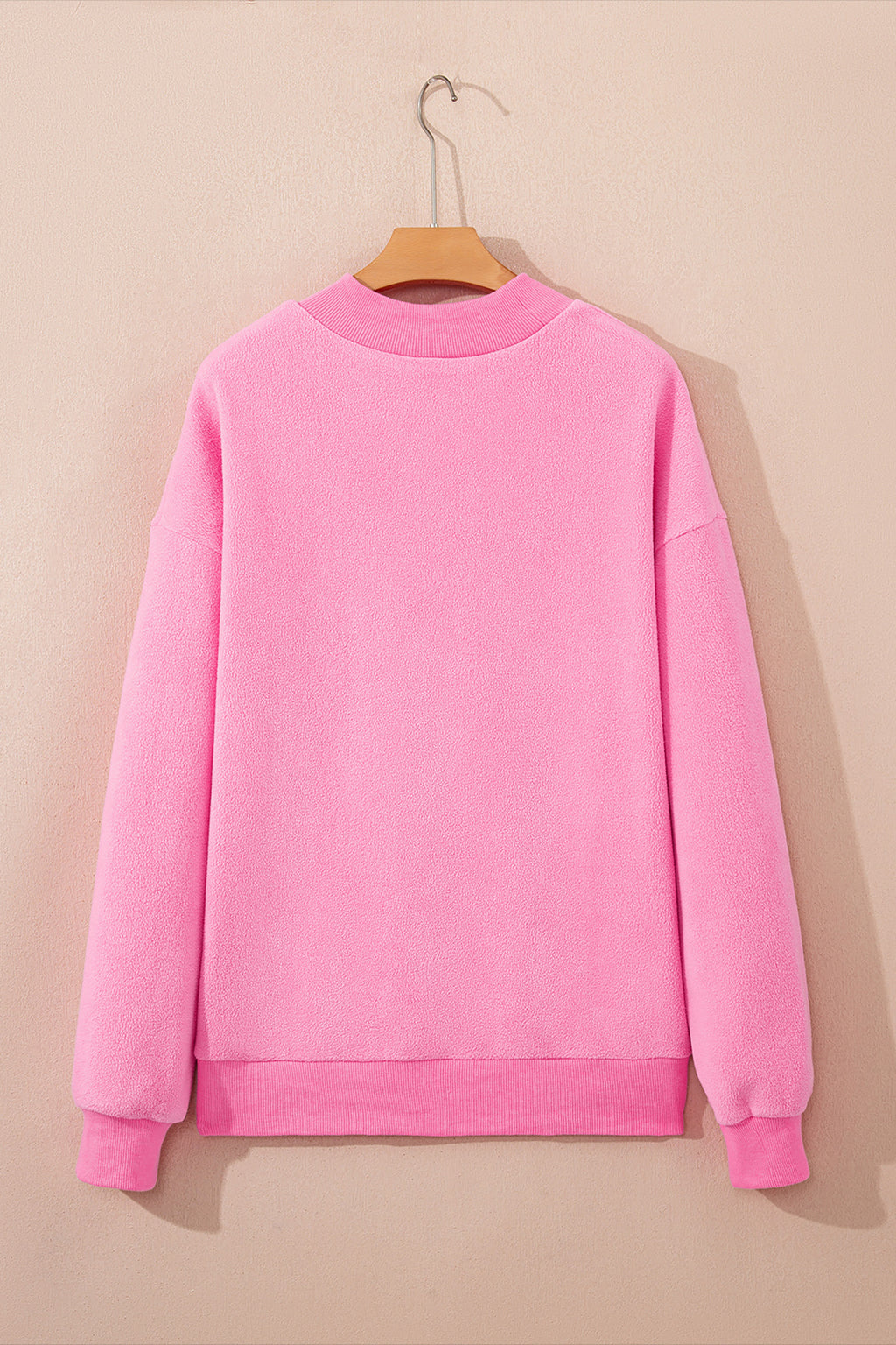 Light Grey Oversize Drop Shoulder Reversible Mock Neck Sweatshirt
