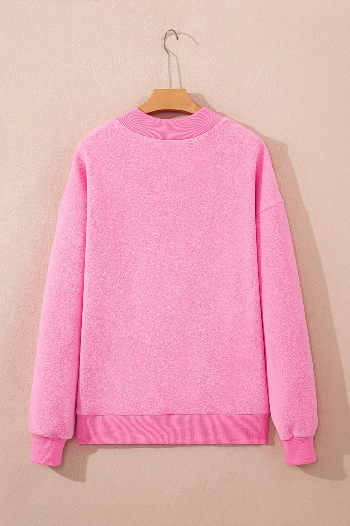 Light Grey Oversize Drop Shoulder Reversible Mock Neck Sweatshirt