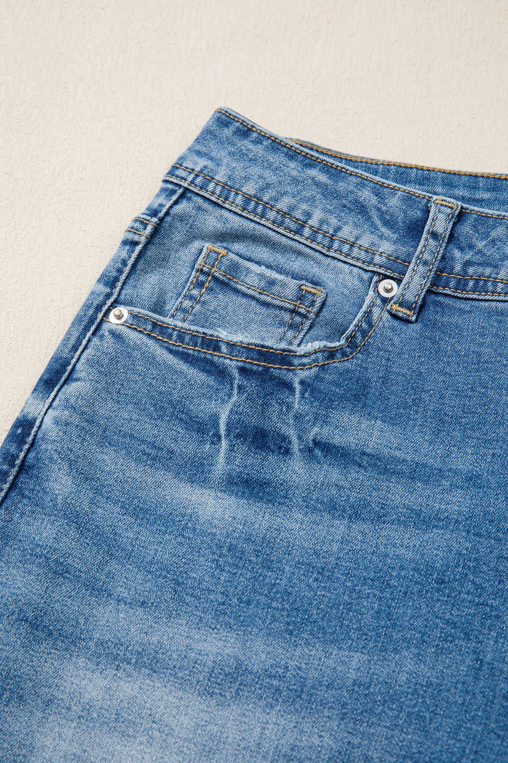 Myosotis Acid Washed Straight Leg Full Length Casual Jeans