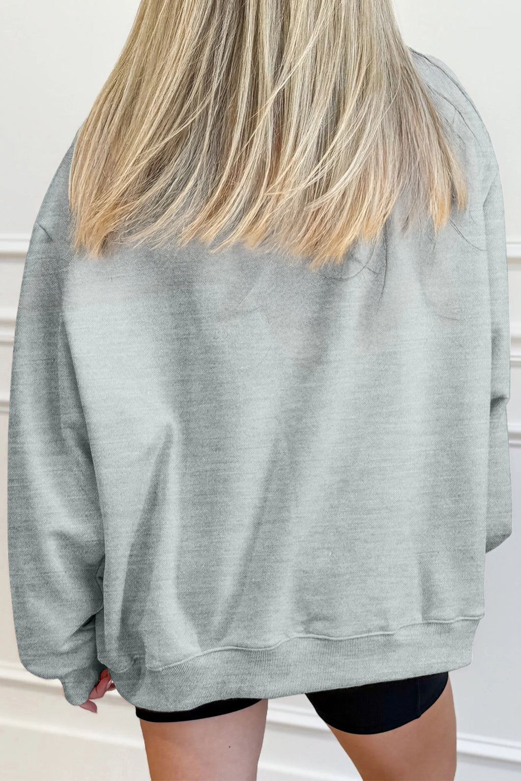 Gray Solid Color Oversized Mock Neck Sweatshirt