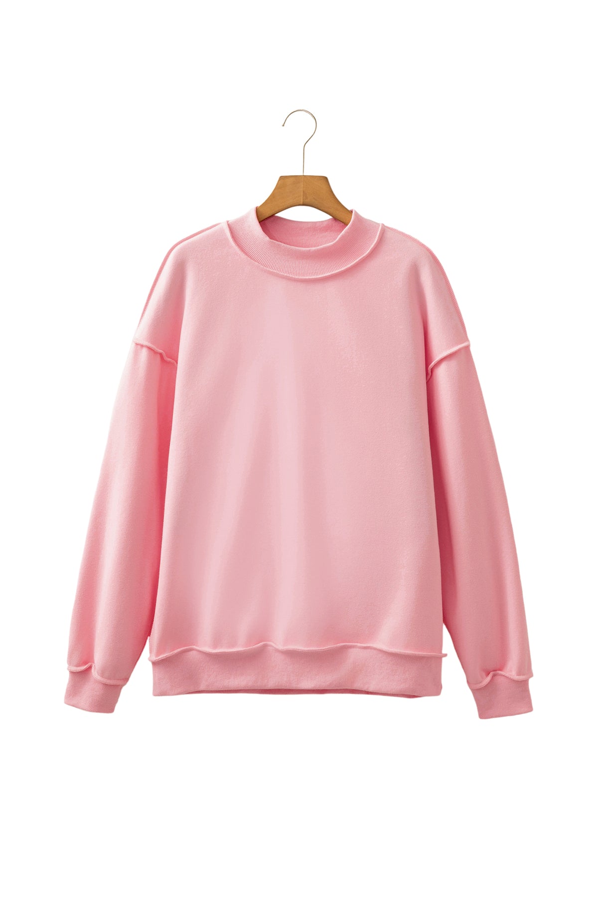 Light Grey Oversize Drop Shoulder Reversible Mock Neck Sweatshirt