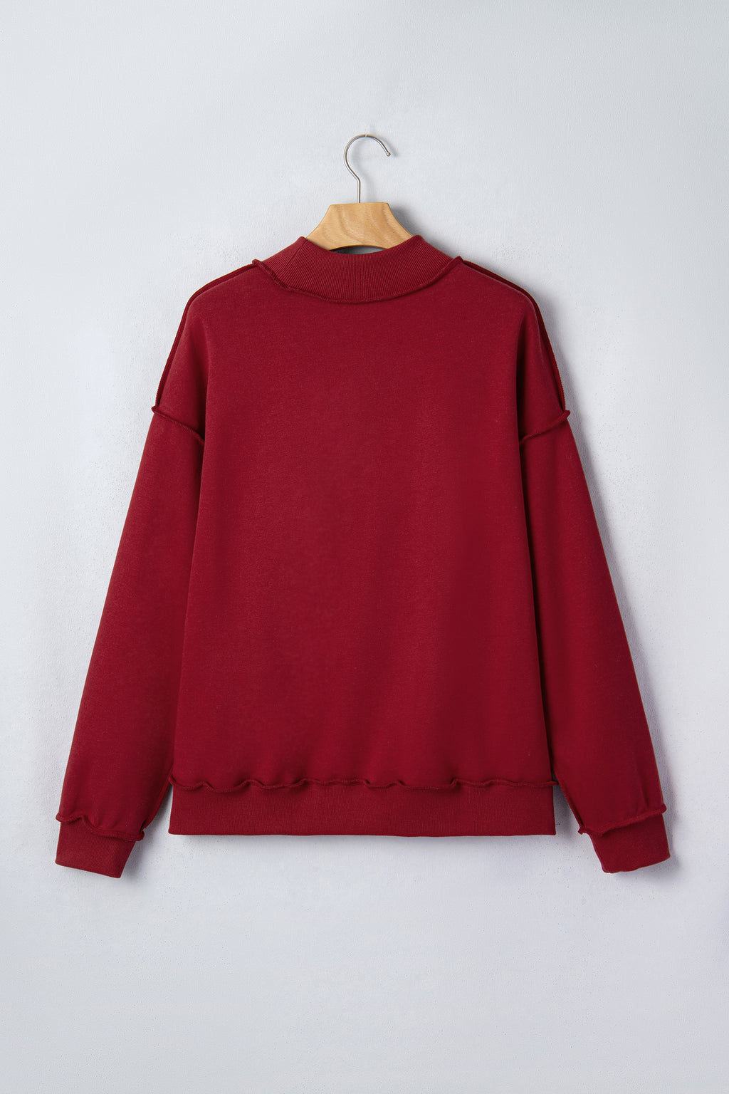 Light Grey Oversize Drop Shoulder Reversible Mock Neck Sweatshirt