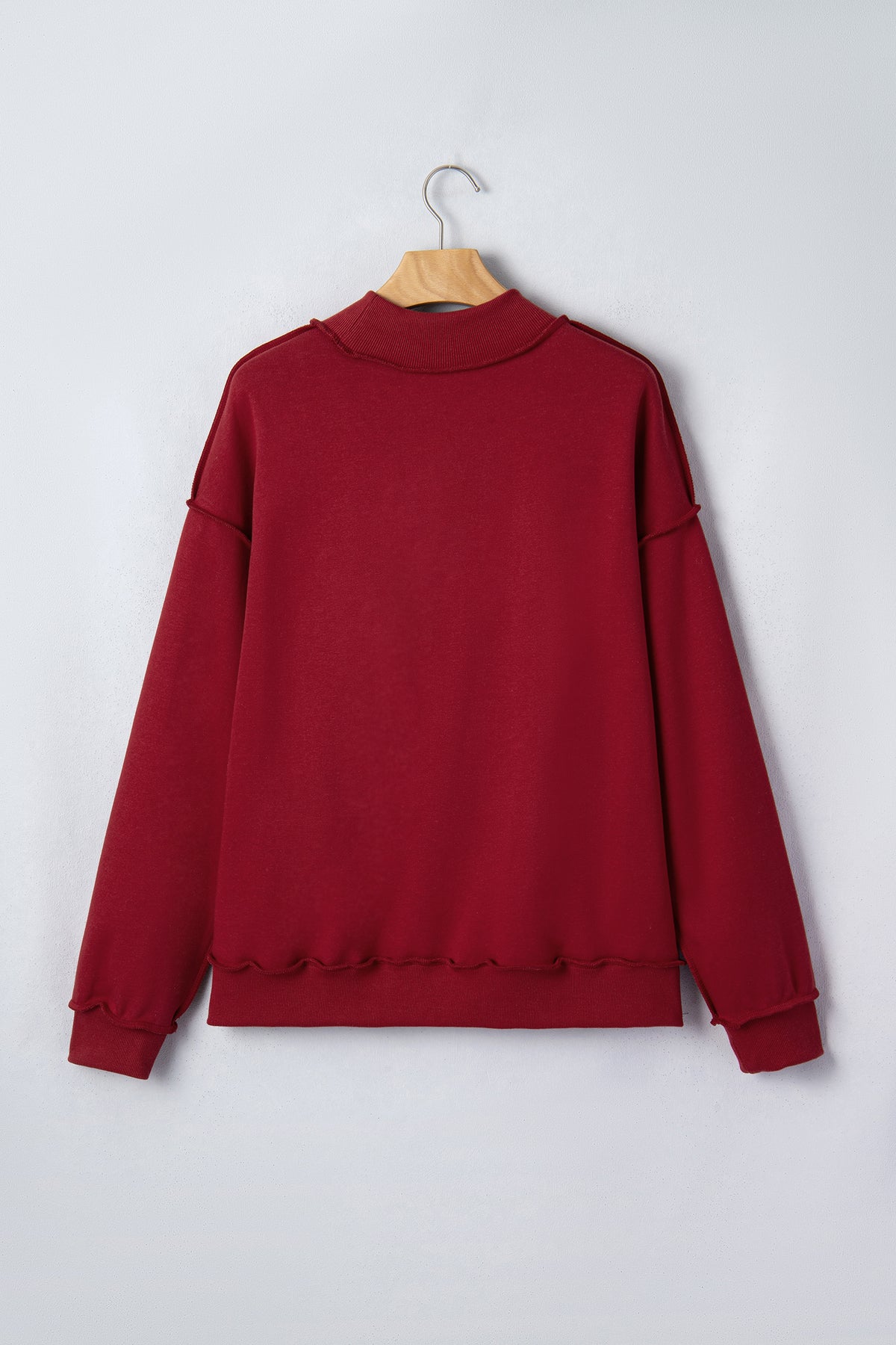 Light Grey Oversize Drop Shoulder Reversible Mock Neck Sweatshirt