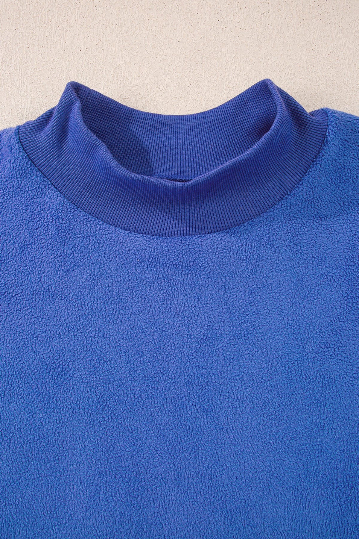 Light Grey Oversize Drop Shoulder Reversible Mock Neck Sweatshirt