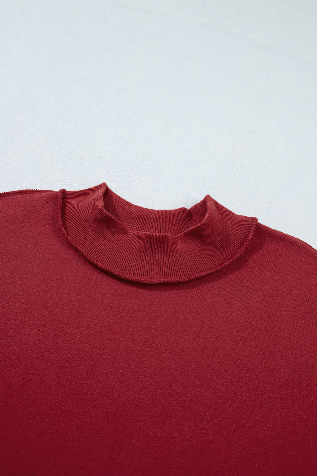 Light Grey Oversize Drop Shoulder Reversible Mock Neck Sweatshirt