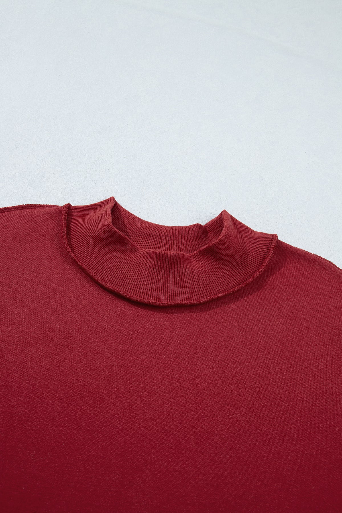 Light Grey Oversize Drop Shoulder Reversible Mock Neck Sweatshirt