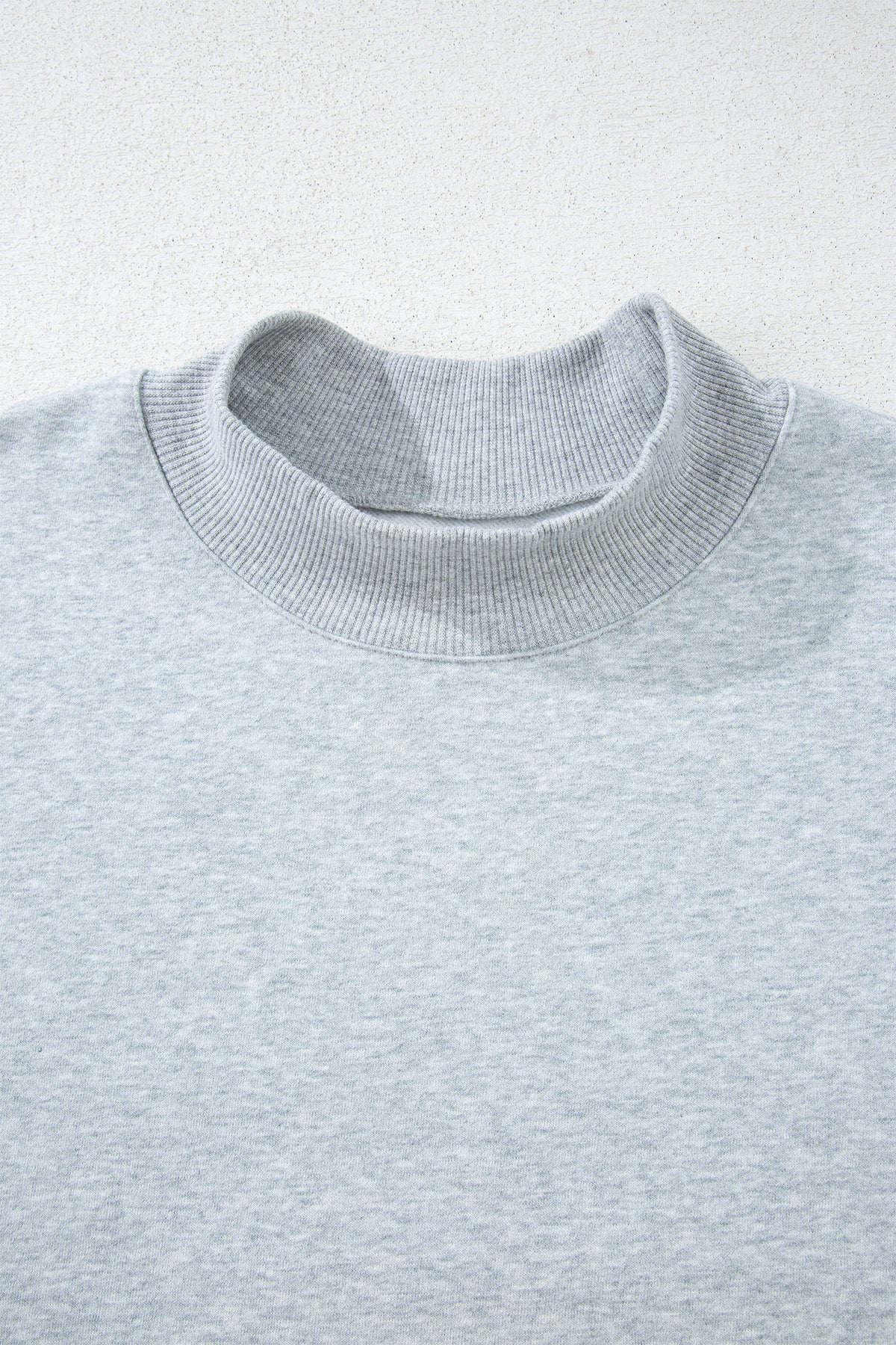 Gray Solid Color Oversized Mock Neck Sweatshirt