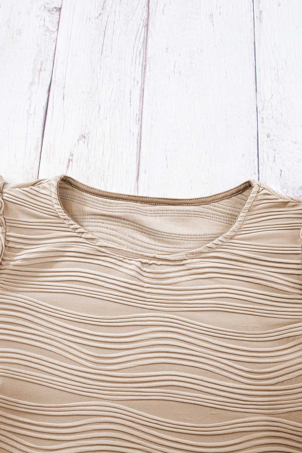 Real Teal Wavy Textured Ruffle Sleeve Top