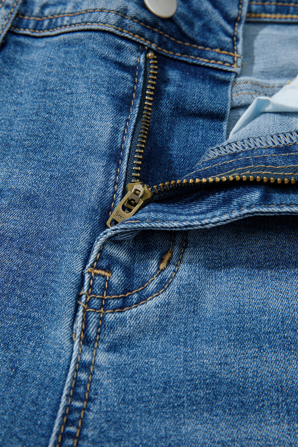 Myosotis Acid Washed Straight Leg Full Length Casual Jeans