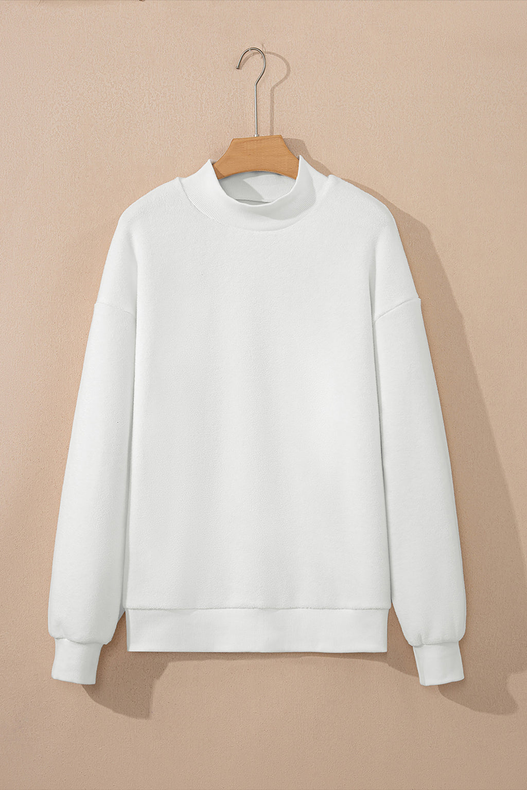 Light Grey Oversize Drop Shoulder Reversible Mock Neck Sweatshirt