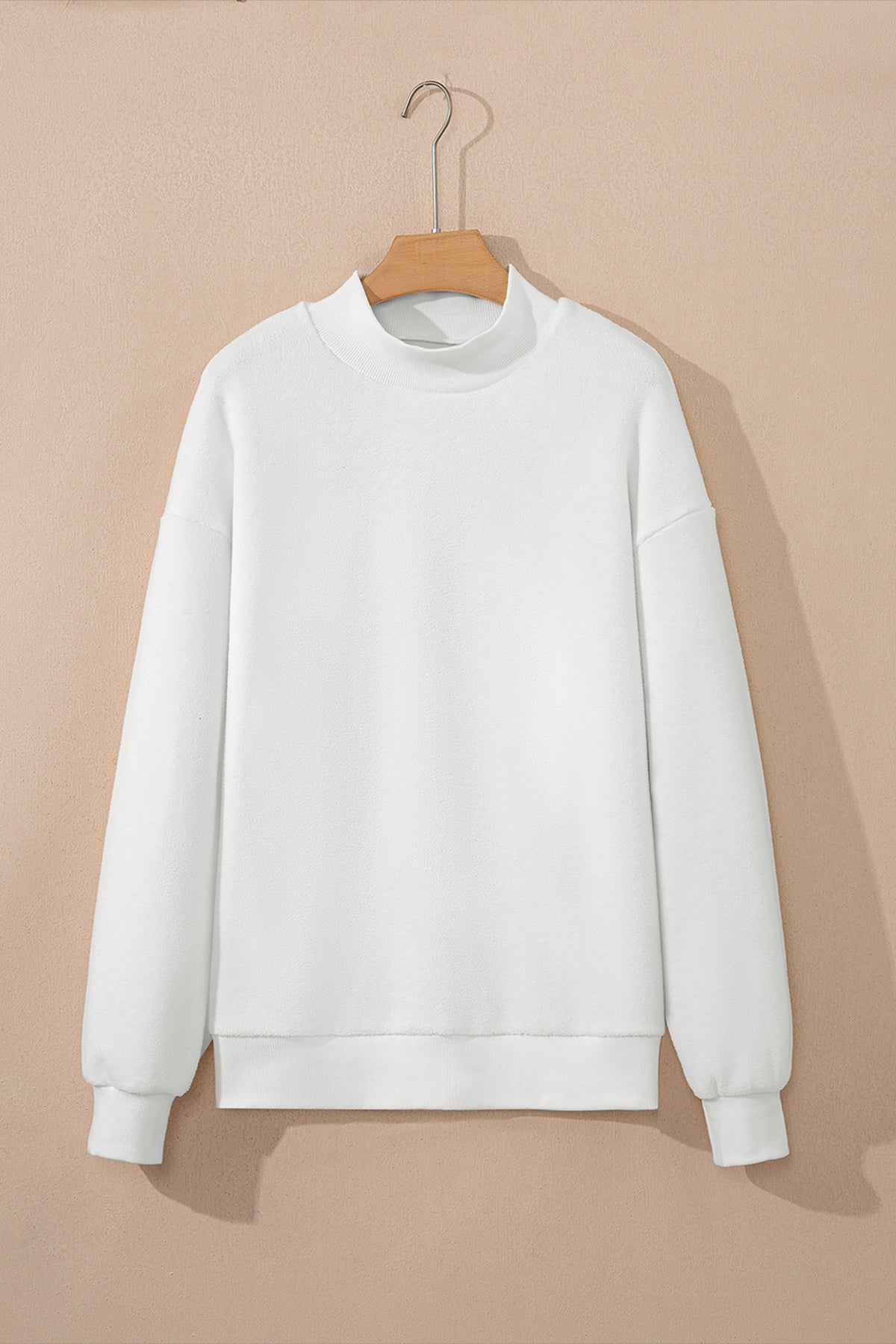 Light Grey Oversize Drop Shoulder Reversible Mock Neck Sweatshirt
