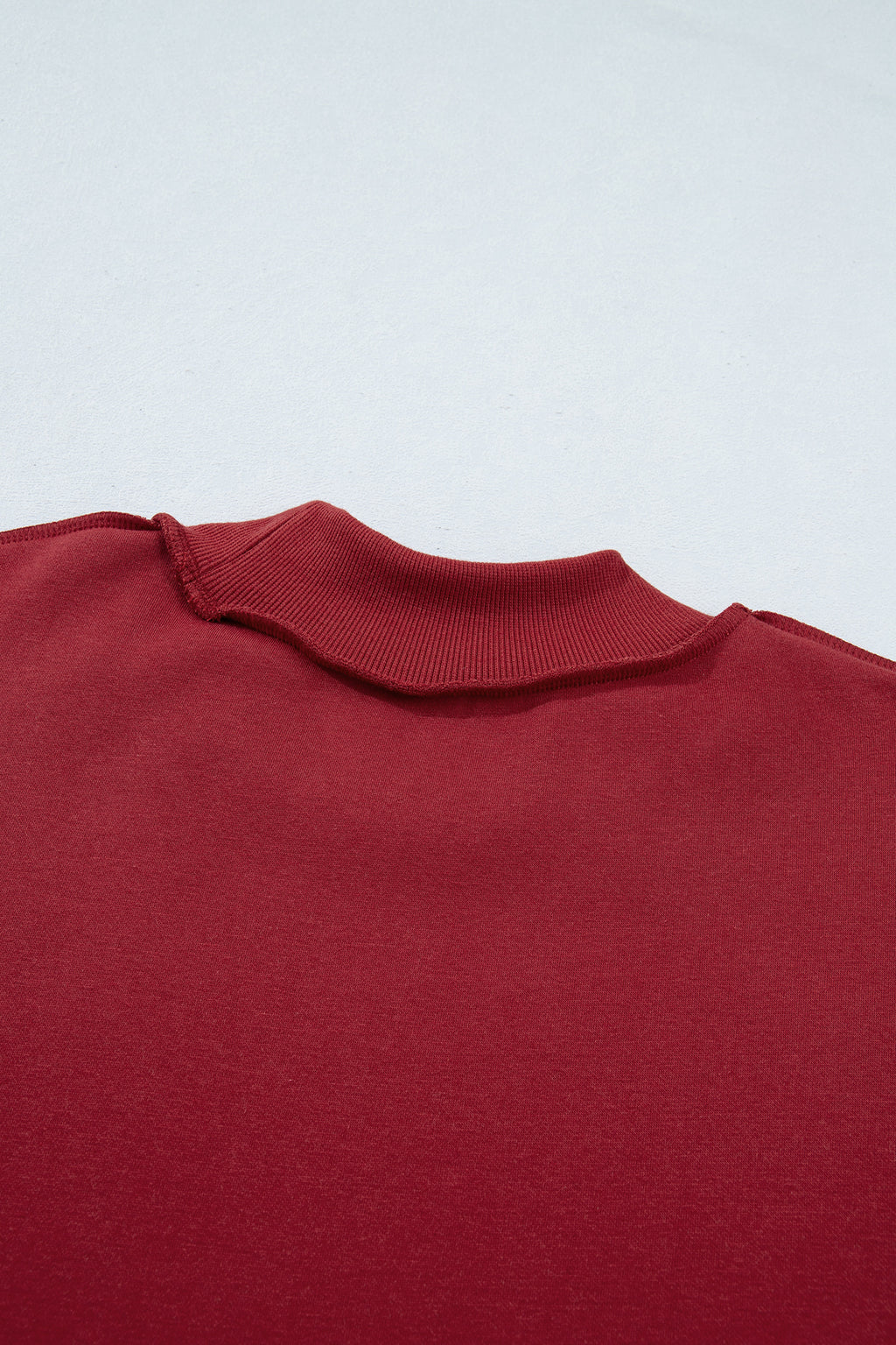 Light Grey Oversize Drop Shoulder Reversible Mock Neck Sweatshirt
