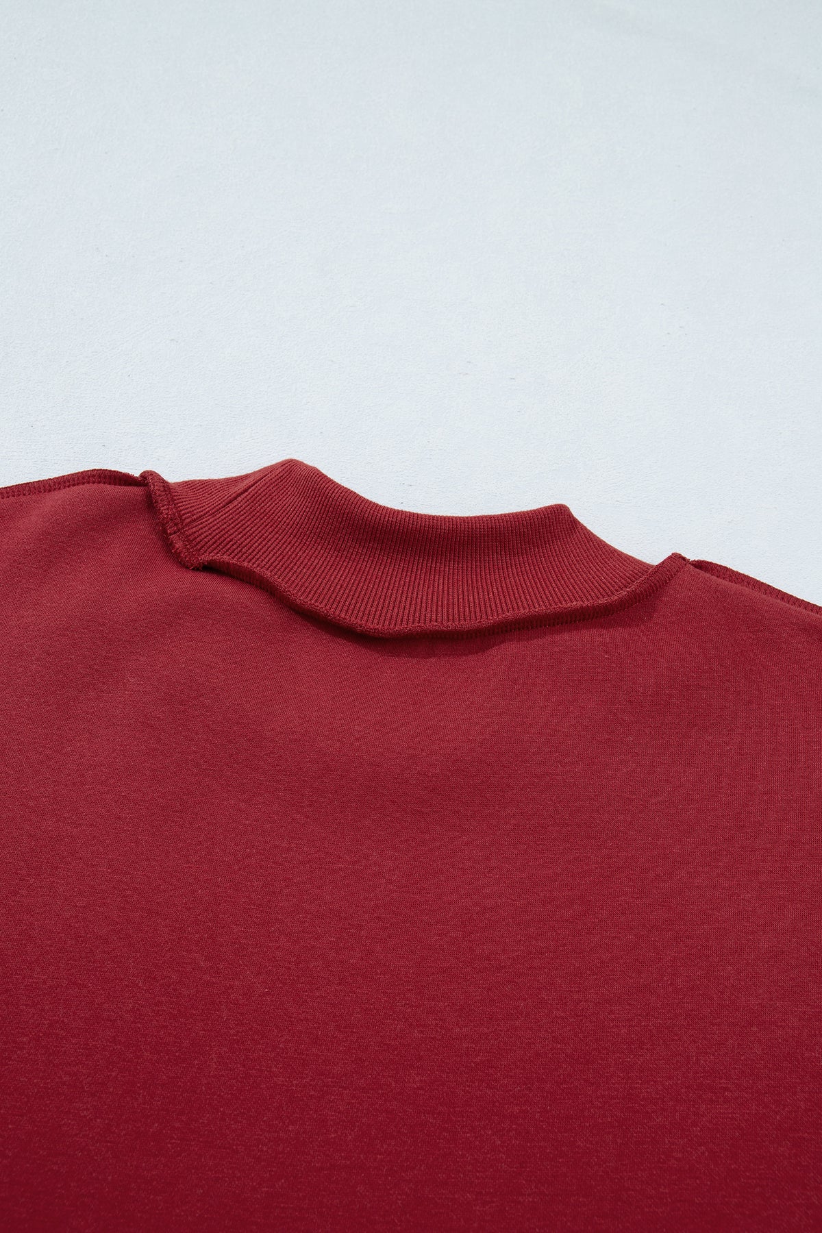 Light Grey Oversize Drop Shoulder Reversible Mock Neck Sweatshirt