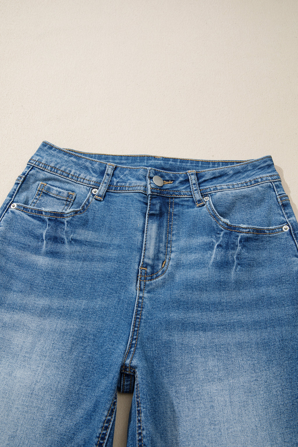 Myosotis Acid Washed Straight Leg Full Length Casual Jeans