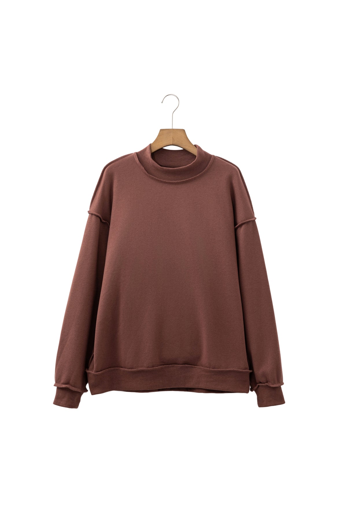 Light Grey Oversize Drop Shoulder Reversible Mock Neck Sweatshirt