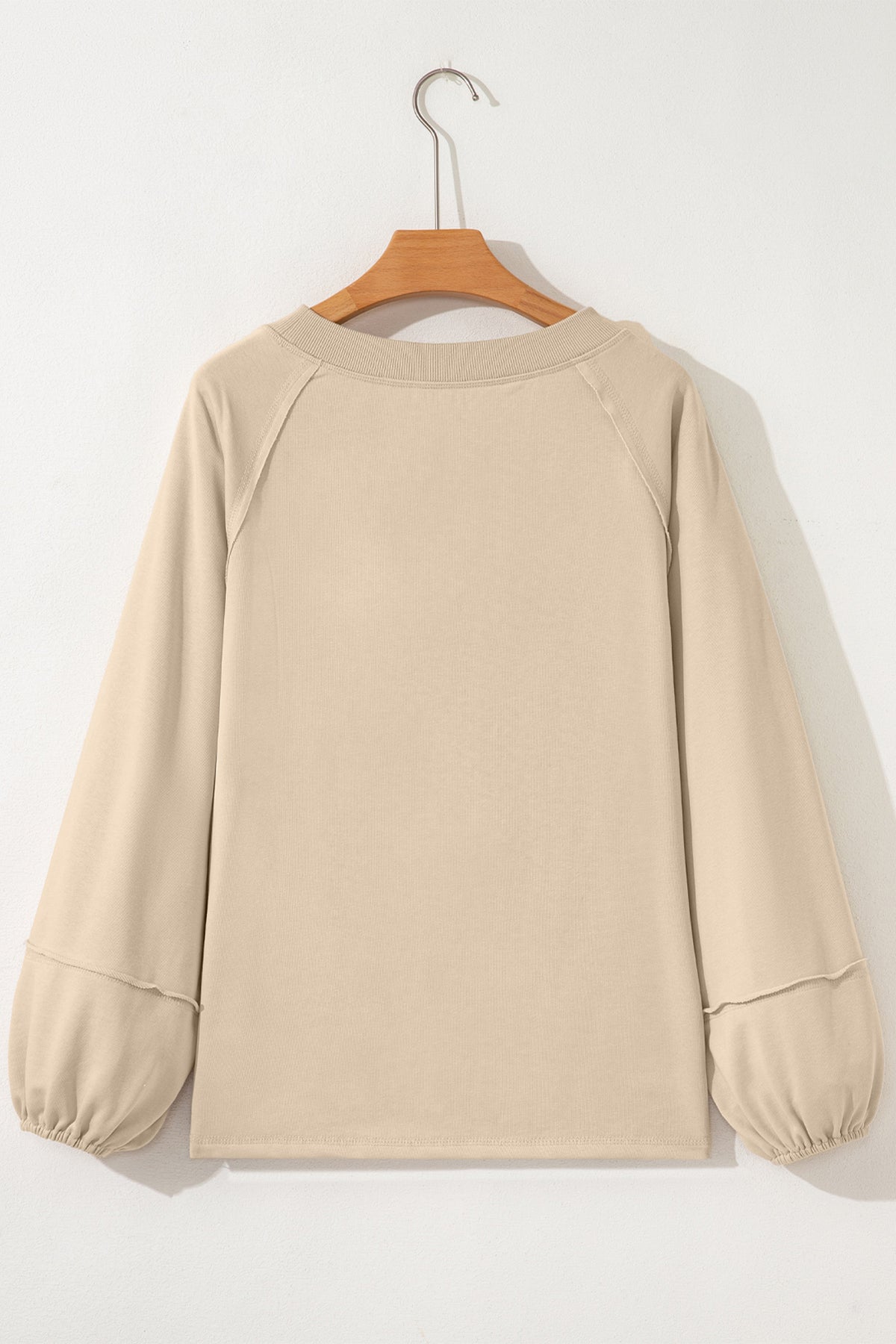 Beau Blue Solid Color Raw Seam Patchwork Baggy Sweatshirt