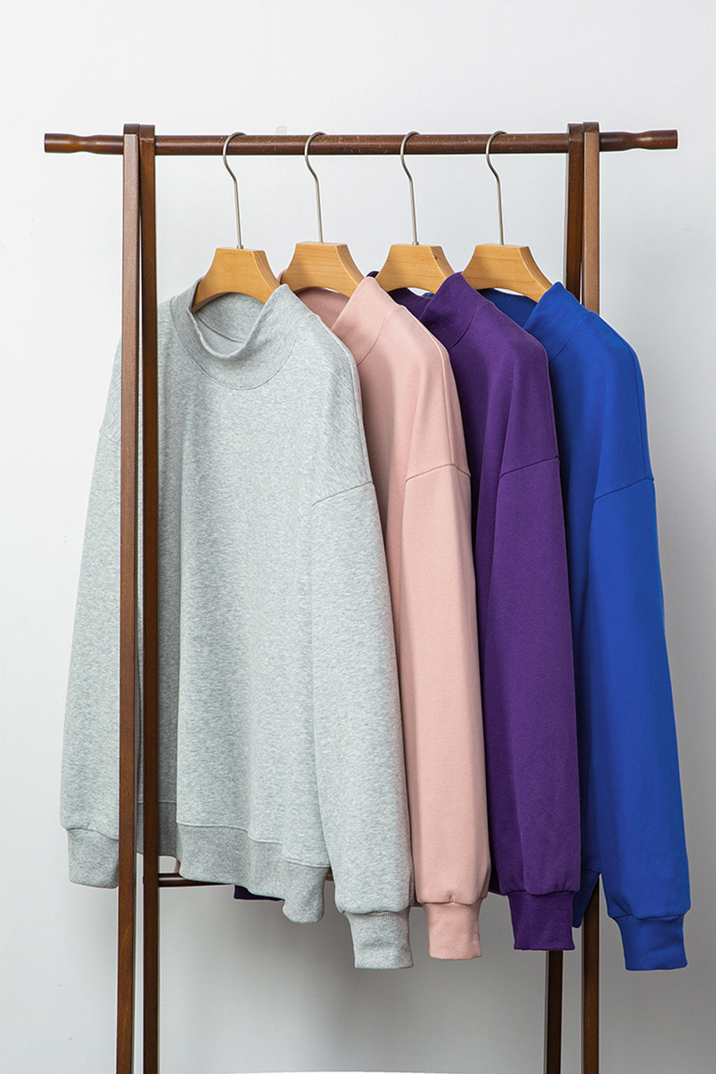 Gray Solid Color Oversized Mock Neck Sweatshirt