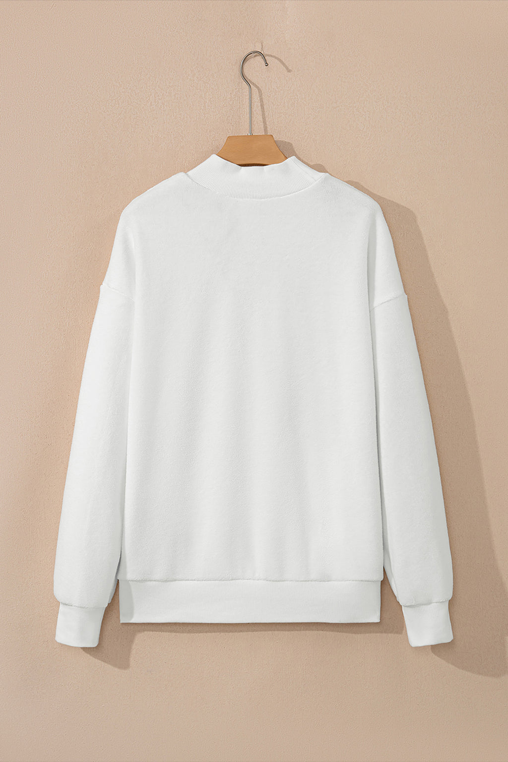 Light Grey Oversize Drop Shoulder Reversible Mock Neck Sweatshirt