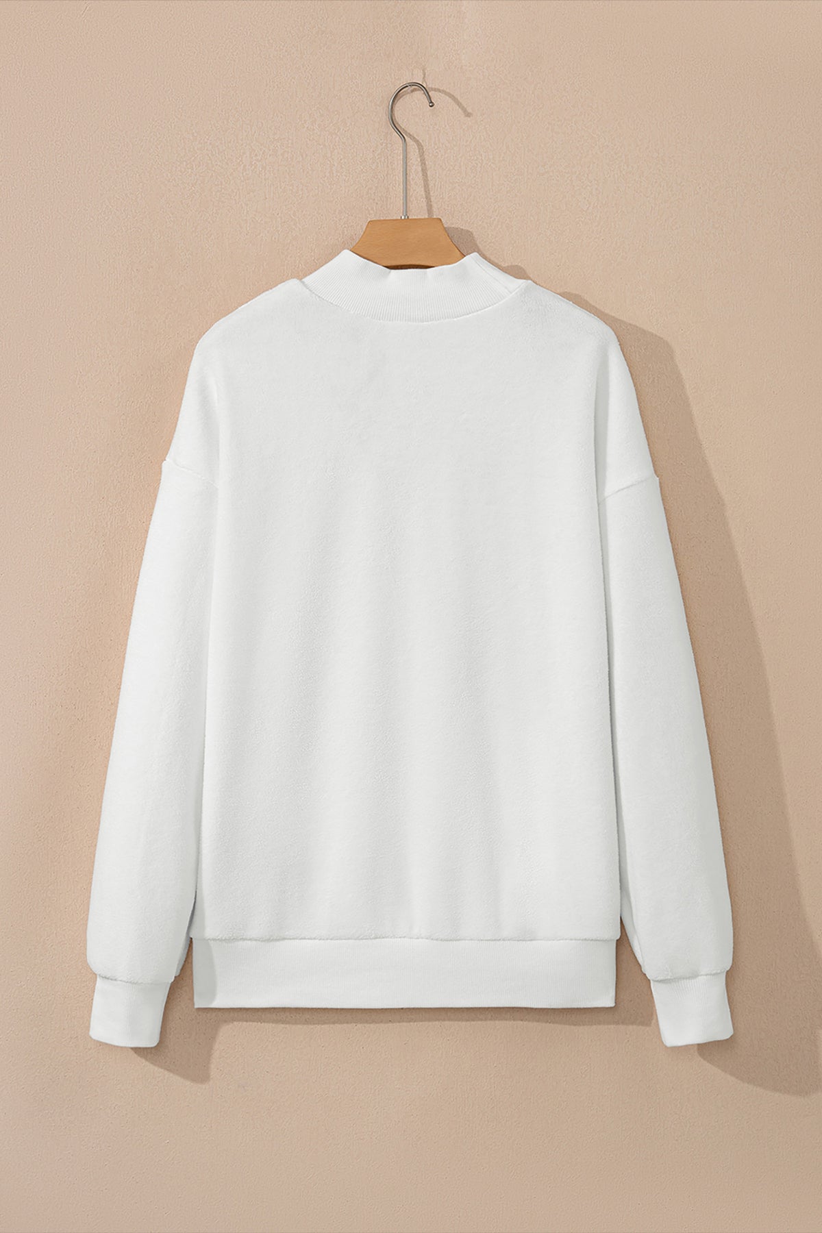 Light Grey Oversize Drop Shoulder Reversible Mock Neck Sweatshirt