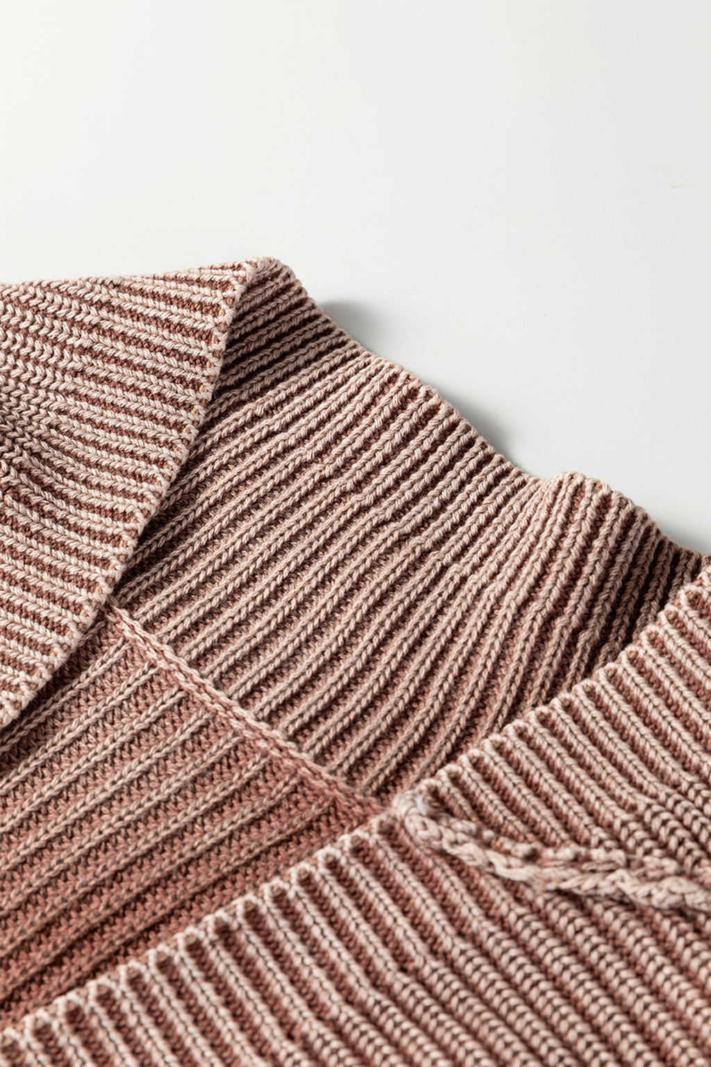 Dark Brown Mineral Wash Exposed Seam Patchwork Knit Cardigan