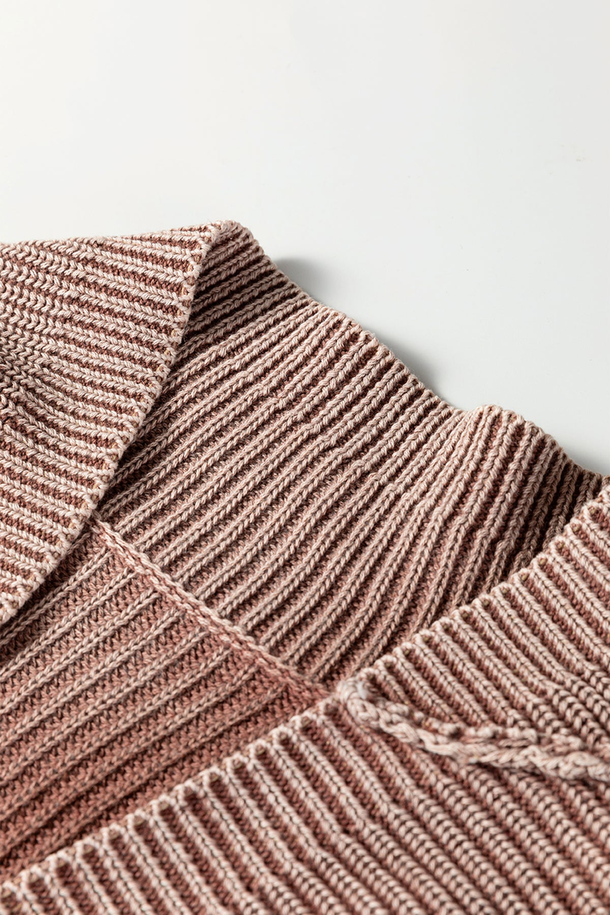 Dark Brown Mineral Wash Exposed Seam Patchwork Knit Cardigan