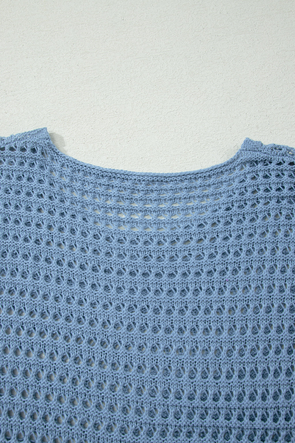 Myosotis Solid Color Hollow Out Knit Long Sleeve Crochet Sweater